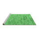 Sideview of Machine Washable Abstract Emerald Green Modern Area Rugs, wshabs4981emgrn