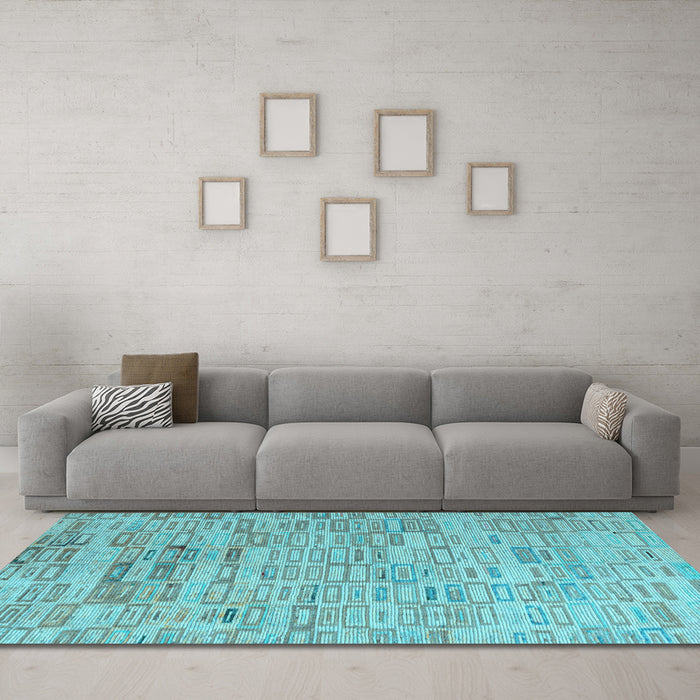 Machine Washable Abstract Light Blue Modern Rug in a Living Room, wshabs4981lblu