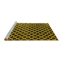 Sideview of Machine Washable Abstract Yellow Modern Rug, wshabs4982yw