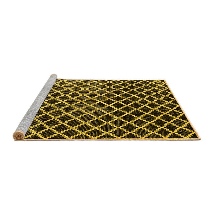 Sideview of Machine Washable Abstract Yellow Modern Rug, wshabs4982yw