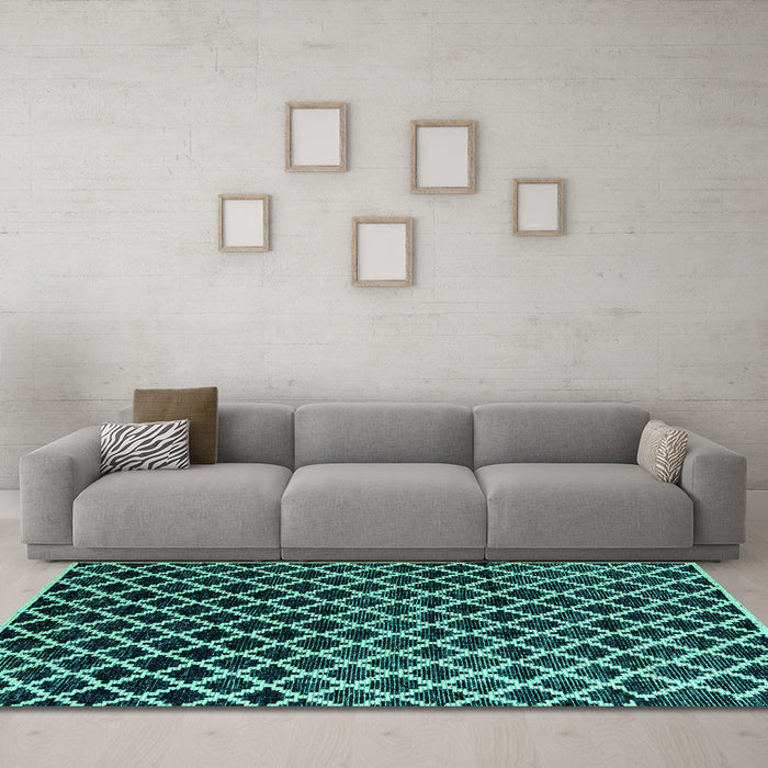 Machine Washable Abstract Turquoise Modern Area Rugs in a Living Room,, wshabs4982turq