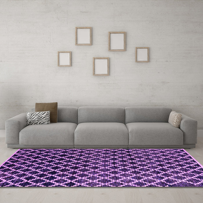 Machine Washable Abstract Purple Modern Area Rugs in a Living Room, wshabs4982pur
