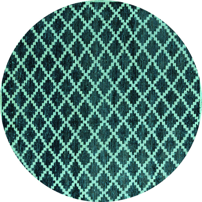 Round Machine Washable Abstract Turquoise Modern Area Rugs, wshabs4982turq