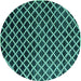 Round Machine Washable Abstract Turquoise Modern Area Rugs, wshabs4982turq