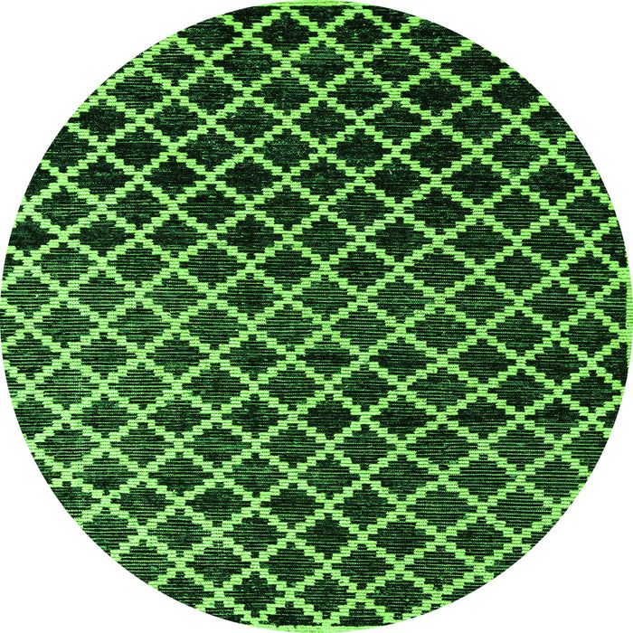 Round Machine Washable Abstract Green Modern Area Rugs, wshabs4982grn