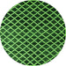 Round Machine Washable Abstract Green Modern Area Rugs, wshabs4982grn