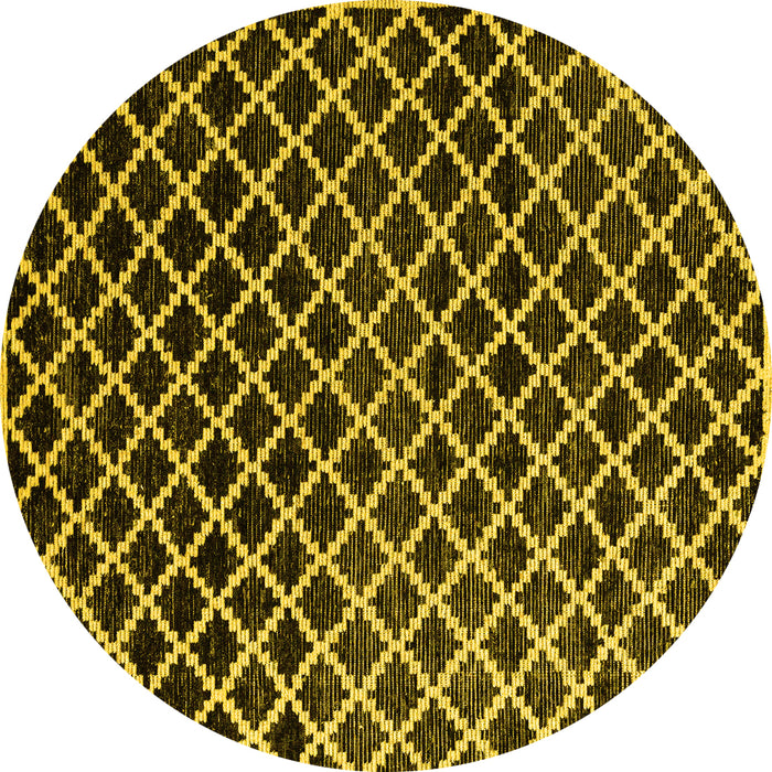 Round Abstract Yellow Modern Rug, abs4982yw