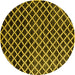 Round Abstract Yellow Modern Rug, abs4982yw