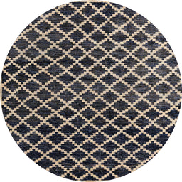 Round Abstract Charcoal Black Modern Rug, abs4982