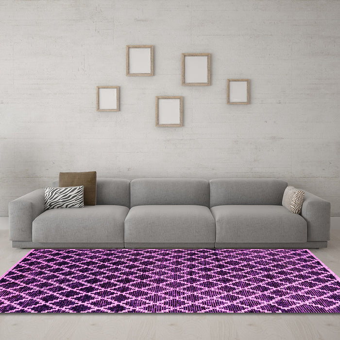 Machine Washable Abstract Pink Modern Rug in a Living Room, wshabs4982pnk