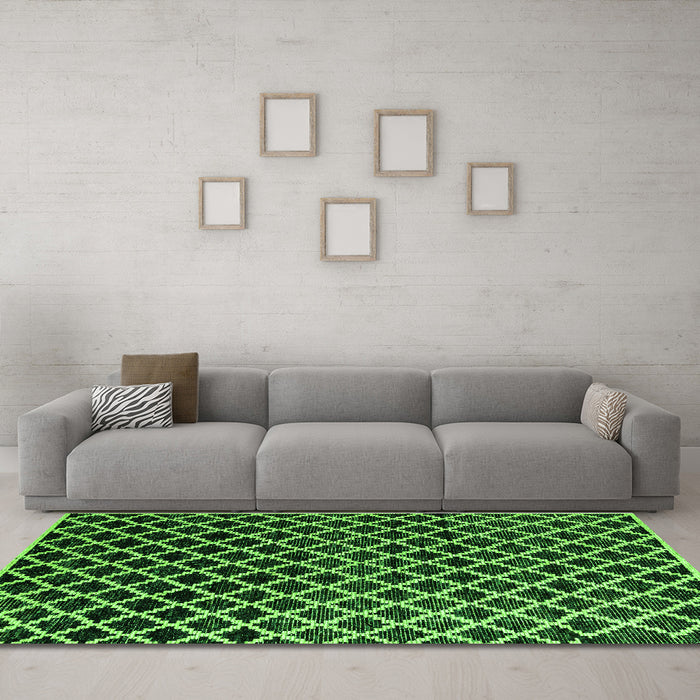 Machine Washable Abstract Green Modern Area Rugs in a Living Room,, wshabs4982grn