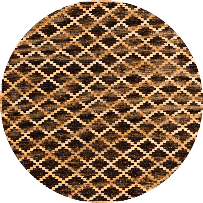 Round Machine Washable Abstract Orange Modern Area Rugs, wshabs4982org