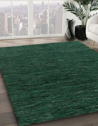 Abstract Dark Forest Green Modern Rug, abs4983