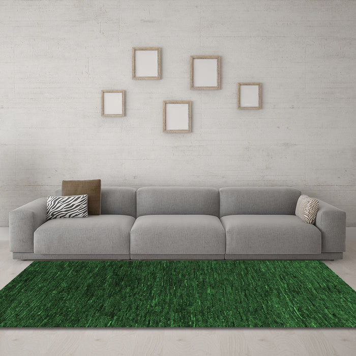 Machine Washable Abstract Emerald Green Modern Area Rugs in a Living Room,, wshabs4983emgrn