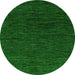 Round Abstract Green Modern Rug, abs4983grn