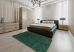 Abstract Dark Forest Green Modern Rug in a Bedroom, abs4983