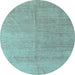 Round Machine Washable Abstract Light Blue Modern Rug, wshabs4984lblu