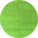 Round Abstract Green Modern Rug, abs4984grn