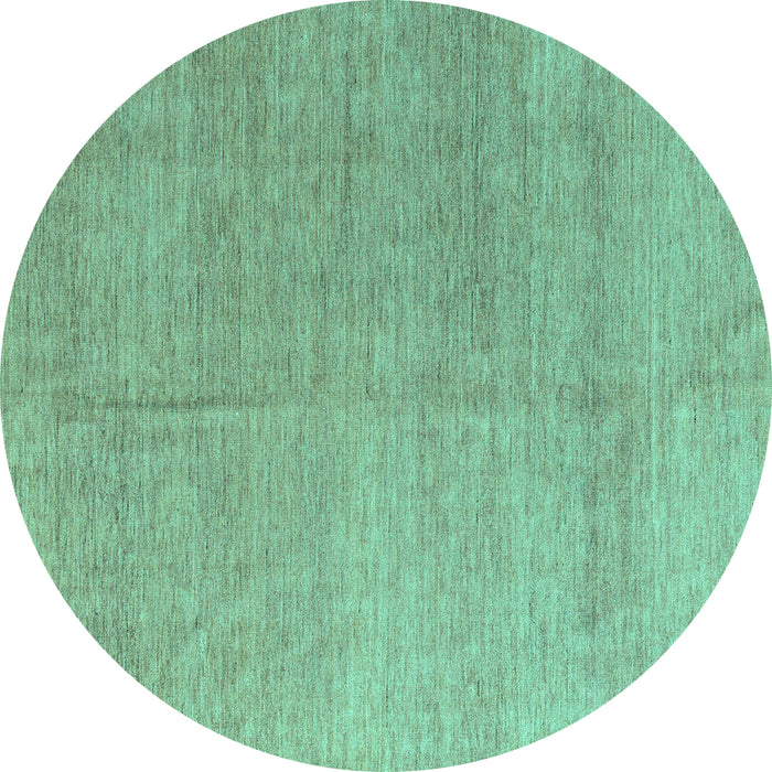 Round Abstract Turquoise Modern Rug, abs4984turq