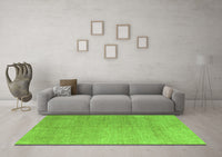 Machine Washable Abstract Green Modern Rug, wshabs4984grn