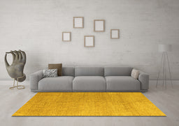Machine Washable Abstract Yellow Modern Rug in a Living Room, wshabs4984yw