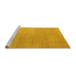 Sideview of Machine Washable Abstract Yellow Modern Rug, wshabs4984yw