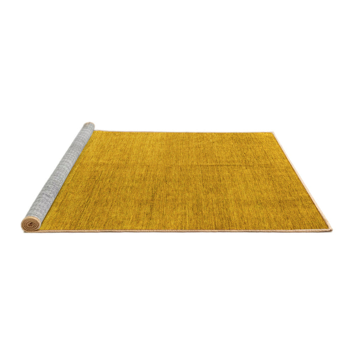 Sideview of Machine Washable Abstract Yellow Modern Rug, wshabs4984yw