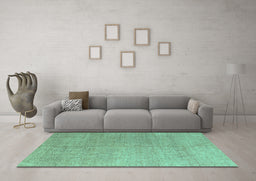 Machine Washable Abstract Turquoise Modern Area Rugs in a Living Room,, wshabs4984turq