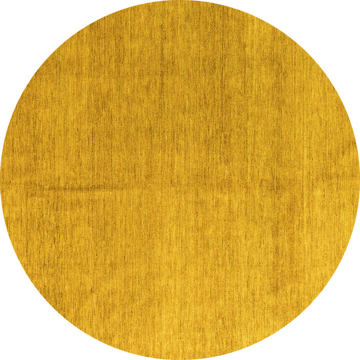 Round Abstract Yellow Modern Rug, abs4984yw