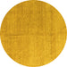 Round Abstract Yellow Modern Rug, abs4984yw