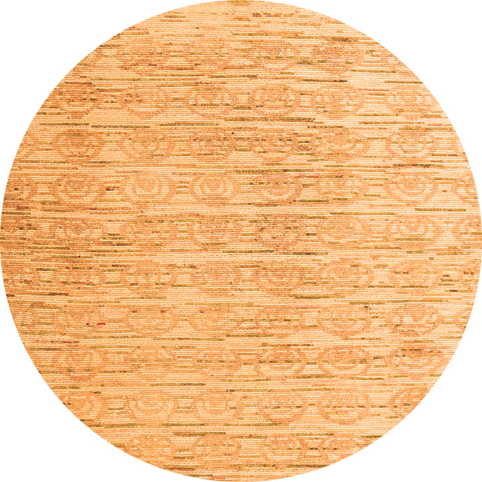 Round Machine Washable Solid Orange Modern Area Rugs, wshabs4985org