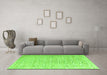 Machine Washable Solid Green Modern Area Rugs in a Living Room,, wshabs4985grn