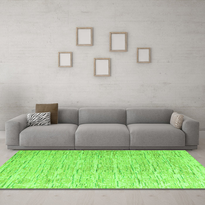 Machine Washable Solid Green Modern Area Rugs in a Living Room,, wshabs4985grn