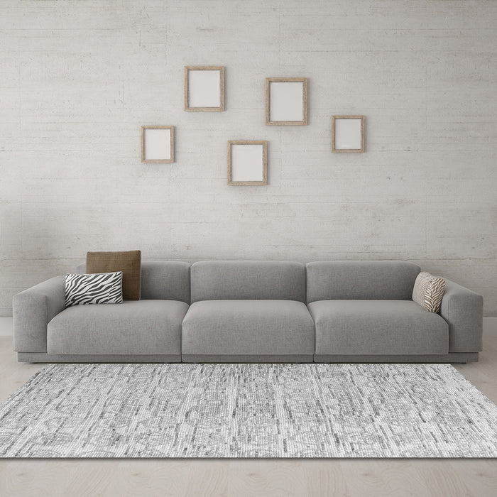 Machine Washable Solid Gray Modern Rug in a Living Room,, wshabs4985gry