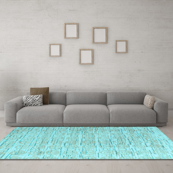 Machine Washable Solid Light Blue Modern Rug in a Living Room, wshabs4985lblu