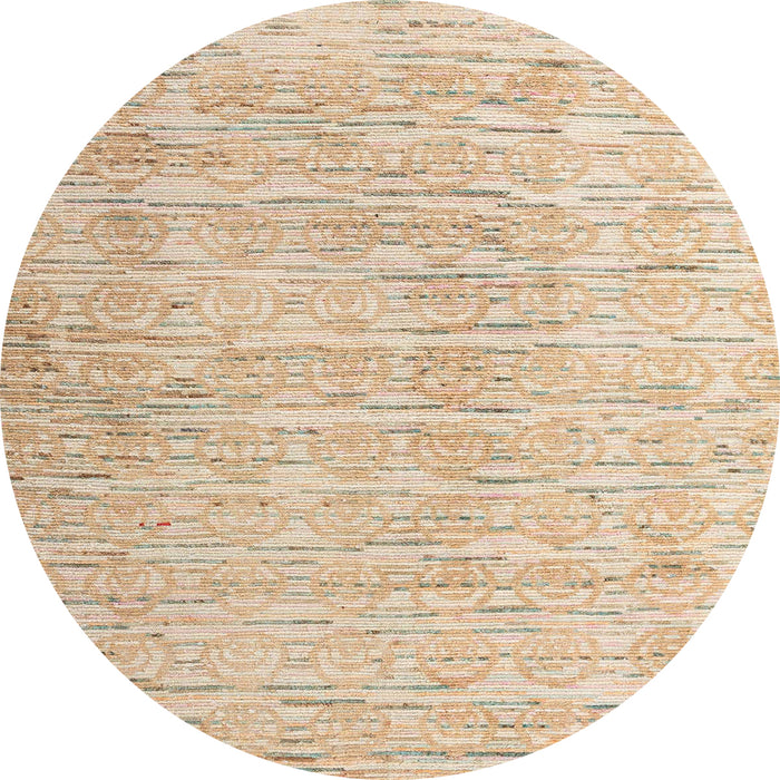 Round Abstract Deep Peach Orange Solid Rug, abs4985