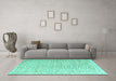 Machine Washable Solid Turquoise Modern Area Rugs in a Living Room,, wshabs4985turq
