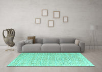 Machine Washable Solid Turquoise Modern Rug, wshabs4985turq