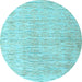 Round Machine Washable Solid Light Blue Modern Rug, wshabs4985lblu