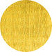 Round Machine Washable Solid Yellow Modern Rug, wshabs4985yw