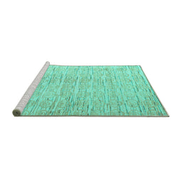 Sideview of Machine Washable Solid Turquoise Modern Area Rugs, wshabs4985turq