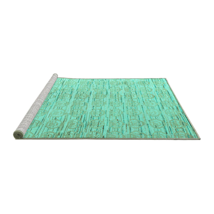 Sideview of Machine Washable Solid Turquoise Modern Area Rugs, wshabs4985turq