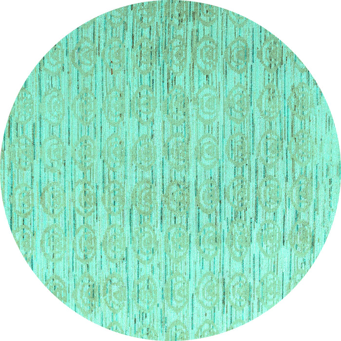 Round Solid Turquoise Modern Rug, abs4985turq