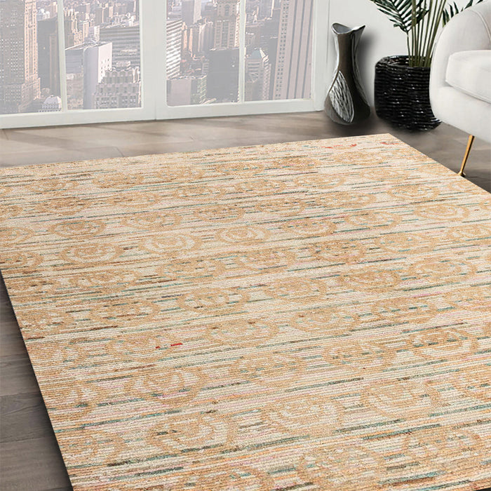 Abstract Deep Peach Orange Solid Rug in Family Room, abs4985