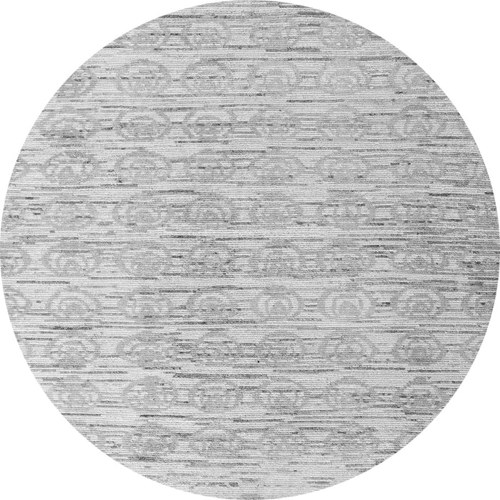 Round Machine Washable Solid Gray Modern Rug, wshabs4985gry