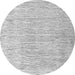 Round Machine Washable Solid Gray Modern Rug, wshabs4985gry