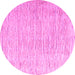 Round Machine Washable Solid Pink Modern Rug, wshabs4985pnk