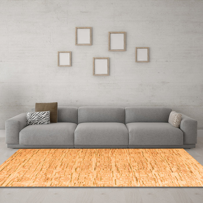 Machine Washable Solid Orange Modern Area Rugs in a Living Room, wshabs4985org