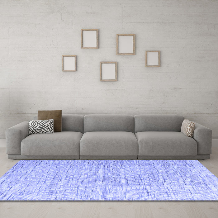 Machine Washable Solid Blue Modern Rug in a Living Room, wshabs4985blu