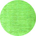 Round Machine Washable Solid Green Modern Area Rugs, wshabs4985grn